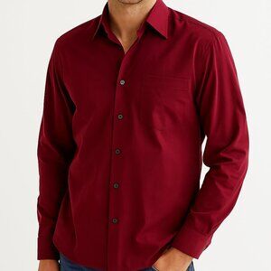 Tommy Bahama 100% Silk Longsleeve Button Up Shirt Red